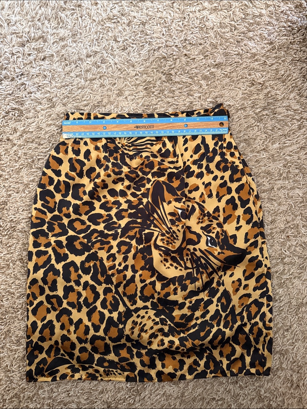 Vintage YSL Rive Gauche Silk Leopard Skirt FR 36 Made France - Picture 9 of 10